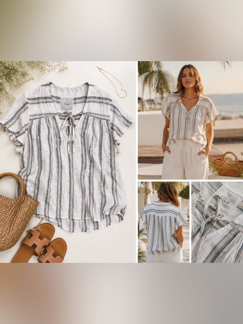 Rails Viera Ryland Stripe Linen Blend Top — XS